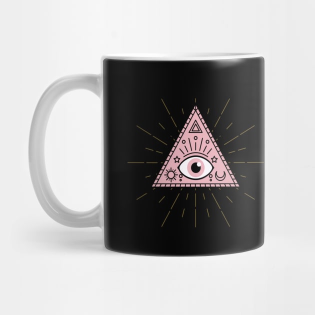 All Seeing eye Pink Black and Gold by Just In Tee Shirts